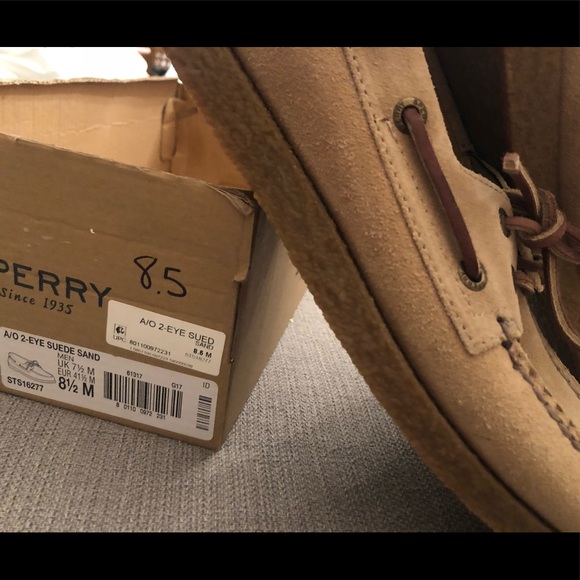 Sperry Other - Sperry A/O 2 Eye Suede Top Siders size 8.5 M